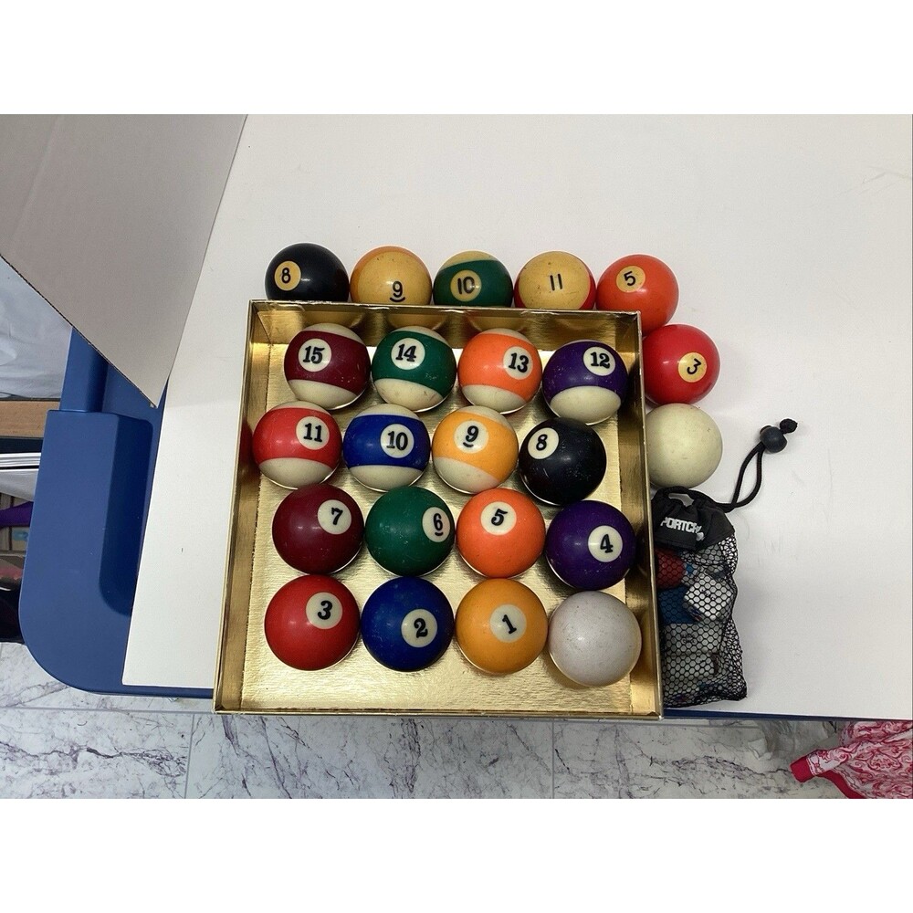 vtg 22 pc mismatched pool ball lot chalk bundle